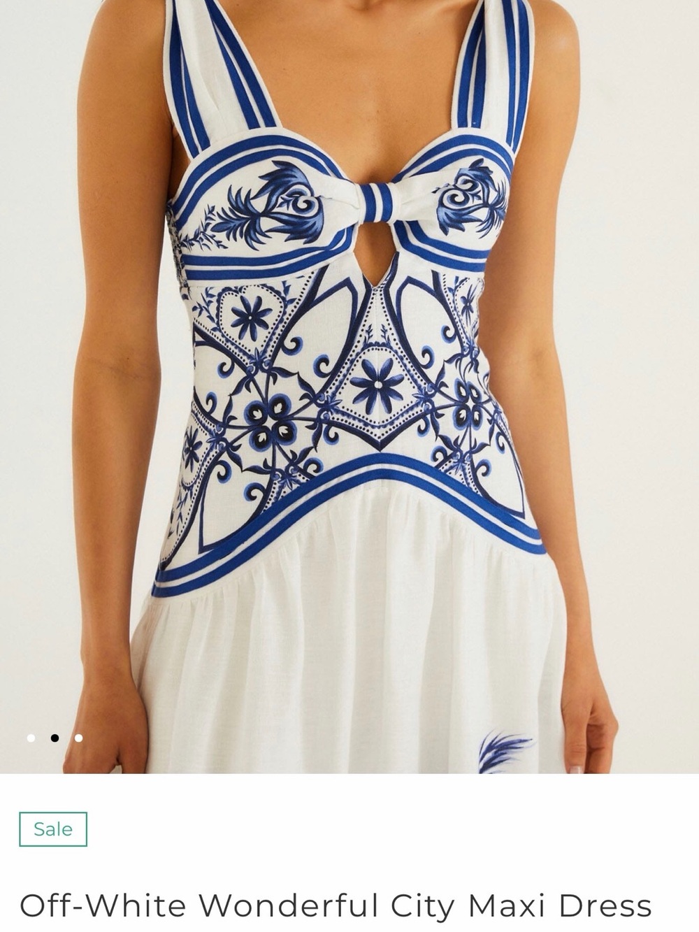 FARM Rio White and Navy Tropical-Print Midi Dress - Picture 2 of 7